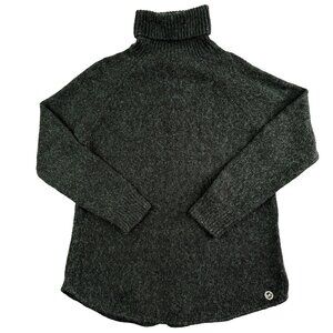 Michael Kors Charcoal Slouch Turtleneck Sweater Women's L MK Logo Knit Pullover